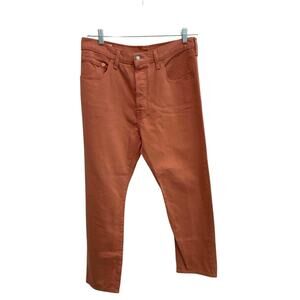 Levi's Premium 501 Original Cropped Jeans High Rise Orange Garment Dye W34 x L25